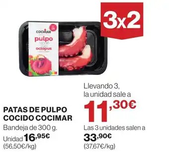 Hipercor PATAS DE PULPO COCIDO COCIMAR oferta