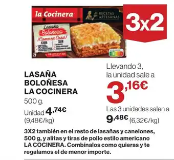 Hipercor LASANA BOLONESA LA COCINERA oferta