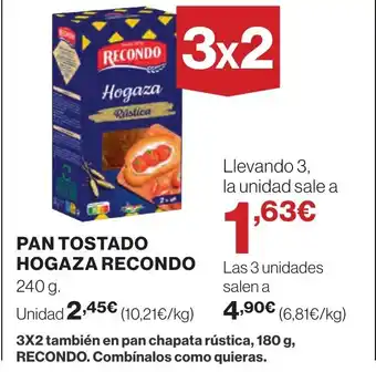 Hipercor PAN TOSTADO HOGAZA RECONDO oferta