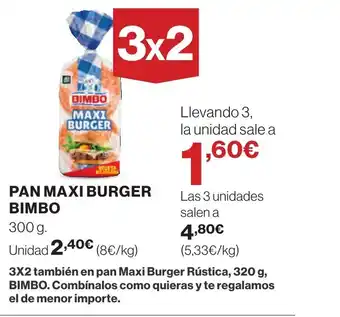 Hipercor PAN MAXI BURGER BIMBO oferta