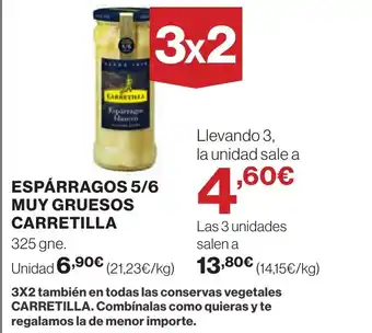 Hipercor ESPARRAGOS 5/6 MUY GRUESOS CARRETILLA oferta