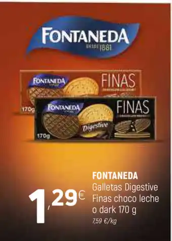 Coviran Fontaneda Galletas Digestive Finas choco leche o dark 170g oferta