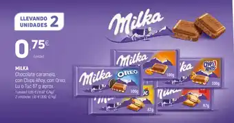 Coviran Milka Chocolate caramelo con Chips 87g oferta