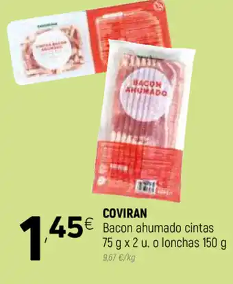 Coviran Coviran Bacon ahumado cintas 75g x 2 u o lonchas 150g oferta