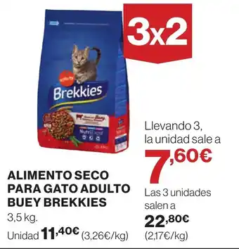 Hipercor ALIMENTO SECO PARA GATO ADULTO BUEY BREKKIES oferta