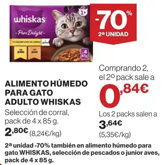 Hipercor ALIMENTO HUMEDO PARA GATO ADULTO WHISKAS oferta