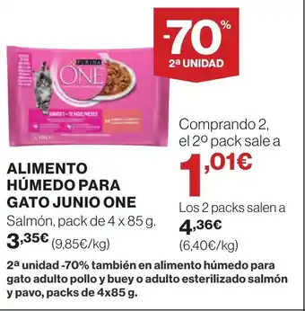 Hipercor ALIMENTO HUMEDO PARA GATO JUNIO ONE oferta