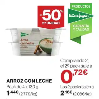 Hipercor ARROZ CON LECHE oferta
