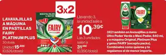 Hipercor LAVAVAJILLAS A MAQUIA EN PASTILLAS FAIRY PLATINUM PLUS oferta