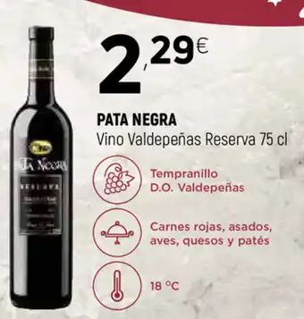 Coviran Pata Negra Vino Valdepeñas Reserva 75cl oferta