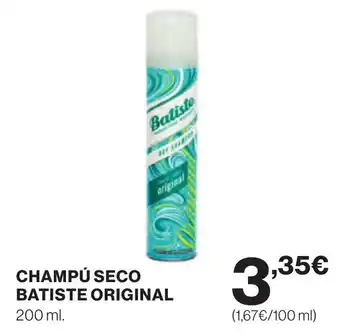 Hipercor CHAMPU SECO BATISTE ORIGINAL oferta