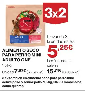 Hipercor ALIMENTO SECO PARA PERRO MINI ADULTO ONE oferta