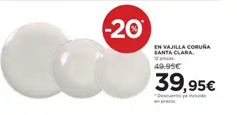 Hipercor EN VAJILLA CORUNA SANTA CLARA oferta