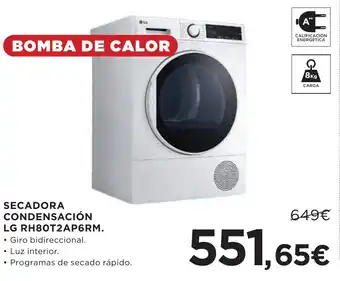 Hipercor SECADORA CONDENSACION LG RH80T2AP6RM oferta