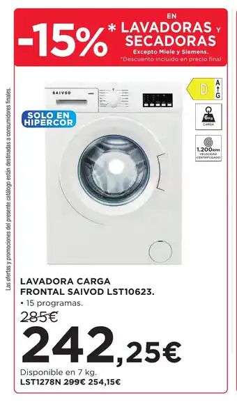 Hipercor LAVADORA CARGA FRONTAL SAIVOD LST10623 oferta