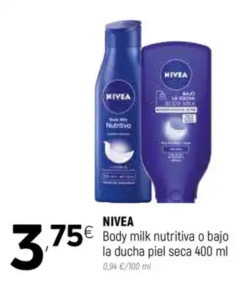 Coviran Nivea Body milk nutriva o bajo la ducha piel seca 400ml oferta