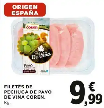 Hipercor Filetes De Pechuga De Pavo De Viña Coren oferta