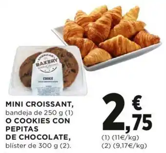 Hipercor Mini Croissant, O Cookies Con Pepitas De Chocolate 300g oferta