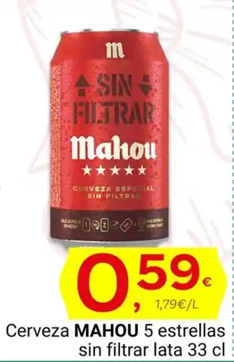 Supermercados Dani Cerveza MAHOU 5 estrellas sin filtrar lata 33 cl oferta