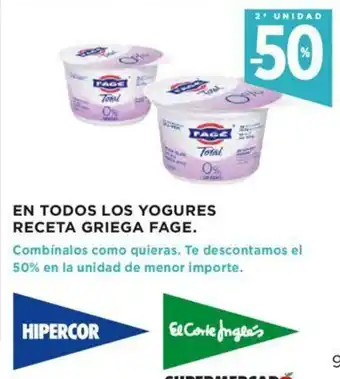 Hipercor En Todos Los Yogures Receta Griega Fage oferta