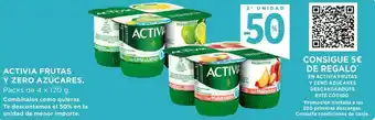 Hipercor Activia Frutas Y Zero Azúcares 4 x 120g oferta