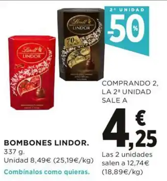 Hipercor Bombones Lindor 337g oferta