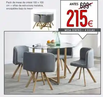 Atrapamuebles MESA CENTRO + 4 SILLAS oferta