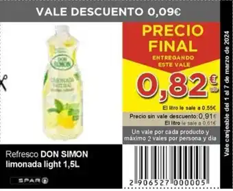 SPAR Refresco DON SIMON limonada light 1,5L oferta