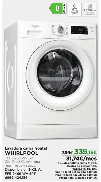 El Corte Inglés Lavadora carga frontal WHIRLPOOL oferta