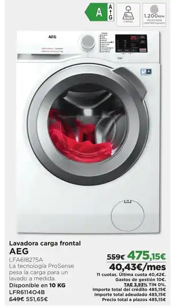 El Corte Inglés Lavadora carga frontal AEG oferta