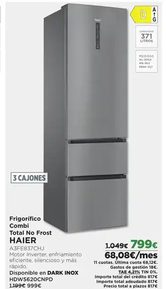 El Corte Inglés Frigorífico Combi Total No Frost HAIER oferta