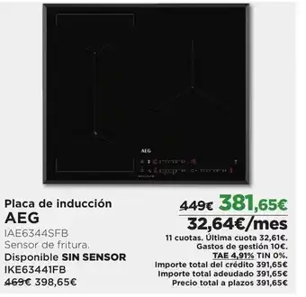 El Corte Inglés Placa de inducción AEG oferta