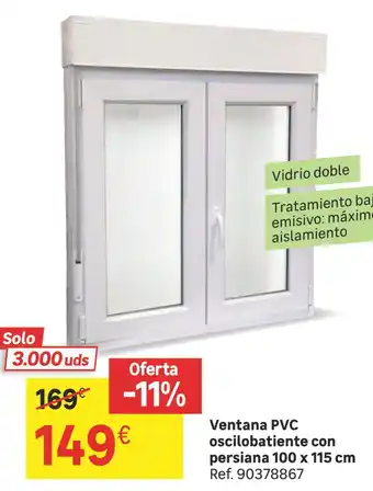 Leroy Merlin Ventana PVC oscilobatiente con persiana 100 x 115 cm Ref. 90378867 oferta