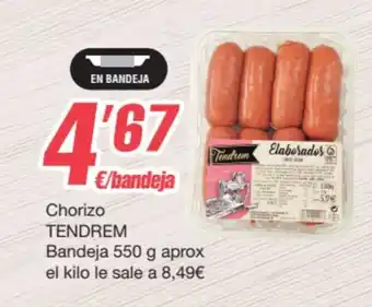 SPAR Fragadis Chorizo TENDREM Bandeja 550 g aprox oferta