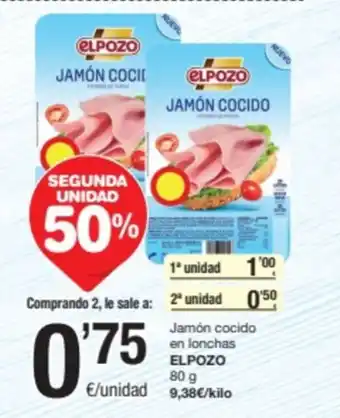 SPAR Fragadis Jamón cocido en lonchas ELPOZO 80 g oferta