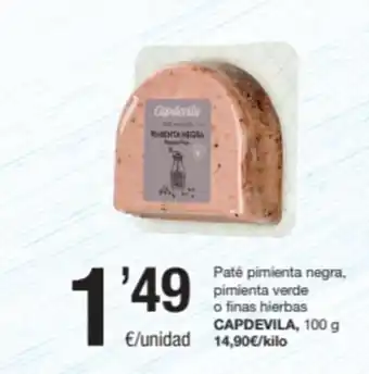 SPAR Fragadis Paté pimienta negra, pimienta verde o finas hierbas CAPDEVILA, 100 g oferta