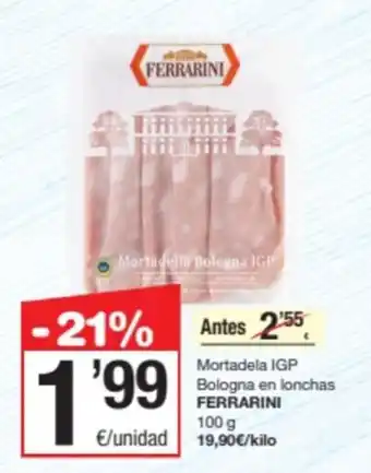 SPAR Fragadis Mortadela IGP Bologna en lonchas FERRARINI 100 g oferta