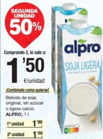 SPAR Fragadis Bebida de soja original, sin azúcar o ligera calcio ALPRO, 11 oferta