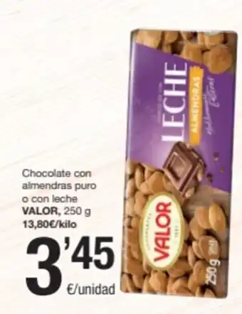 SPAR Fragadis Chocolate con almendras puro o con leche VALOR, 250 g oferta