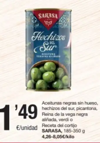 SPAR Fragadis Aceitunas negras sin hueso, Comprando 2, le sale a: oferta