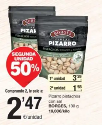 SPAR Fragadis Pizarro pistachos con sal BORGES, 130 g oferta