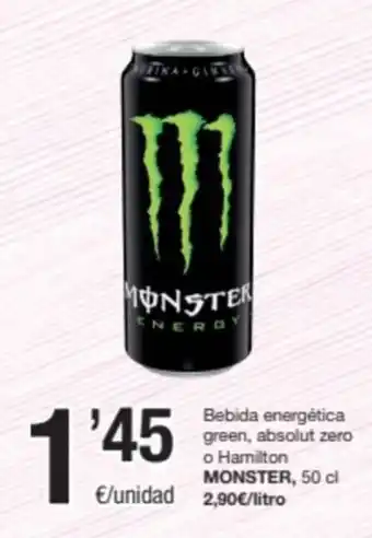 SPAR Fragadis Bebida energética green, absolut zero o Hamilton MONSTER, 50 cl oferta