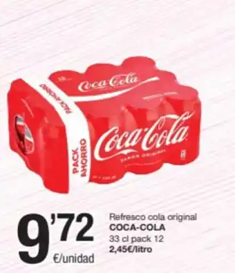 SPAR Fragadis Refresco cola original COCA-COLA 33 cl pack 12 oferta