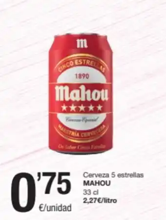 SPAR Fragadis Cerveza 5 estrellas MAHOU 33 cl oferta