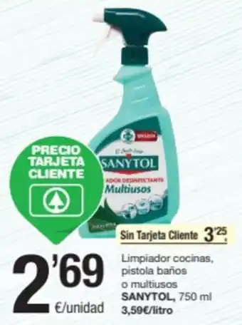 SPAR Fragadis Limpiador cocinas, pistola baños o multiusos SANYTOL, 750 ml oferta