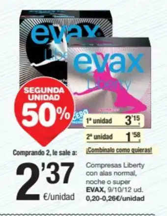 SPAR Fragadis Compresas Liberty con alas normal, noche o super oferta