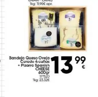 Family Cash Bandeja Queso Oveja Curado 4 cuñas + Pizarra Spanish CHEESE 600gr 177520 oferta