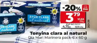 Dia Tonyina clara al natural Dia Mari Marinera pack-6 x 60 g oferta