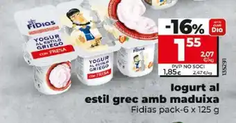 Dia logurt al estil grec amb maduixa Fidias pack-6 x 125 g oferta