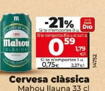 Dia Cervesa clàssica Mahou llauna 33 cl oferta